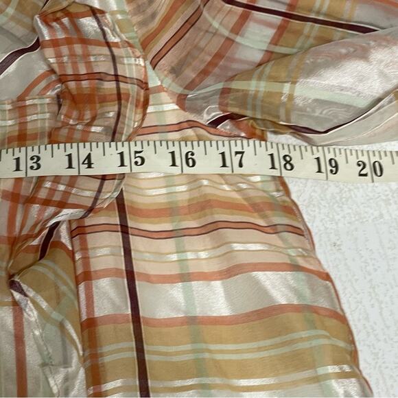 CURRENT AIR ANTHROPOLOGIE Pink Rose Plaid Ruffle Blouse Size XS NWT - Picture 6 of 11